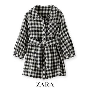 ZARA Kids | Black | TEXTURED GINGHAM DRESS